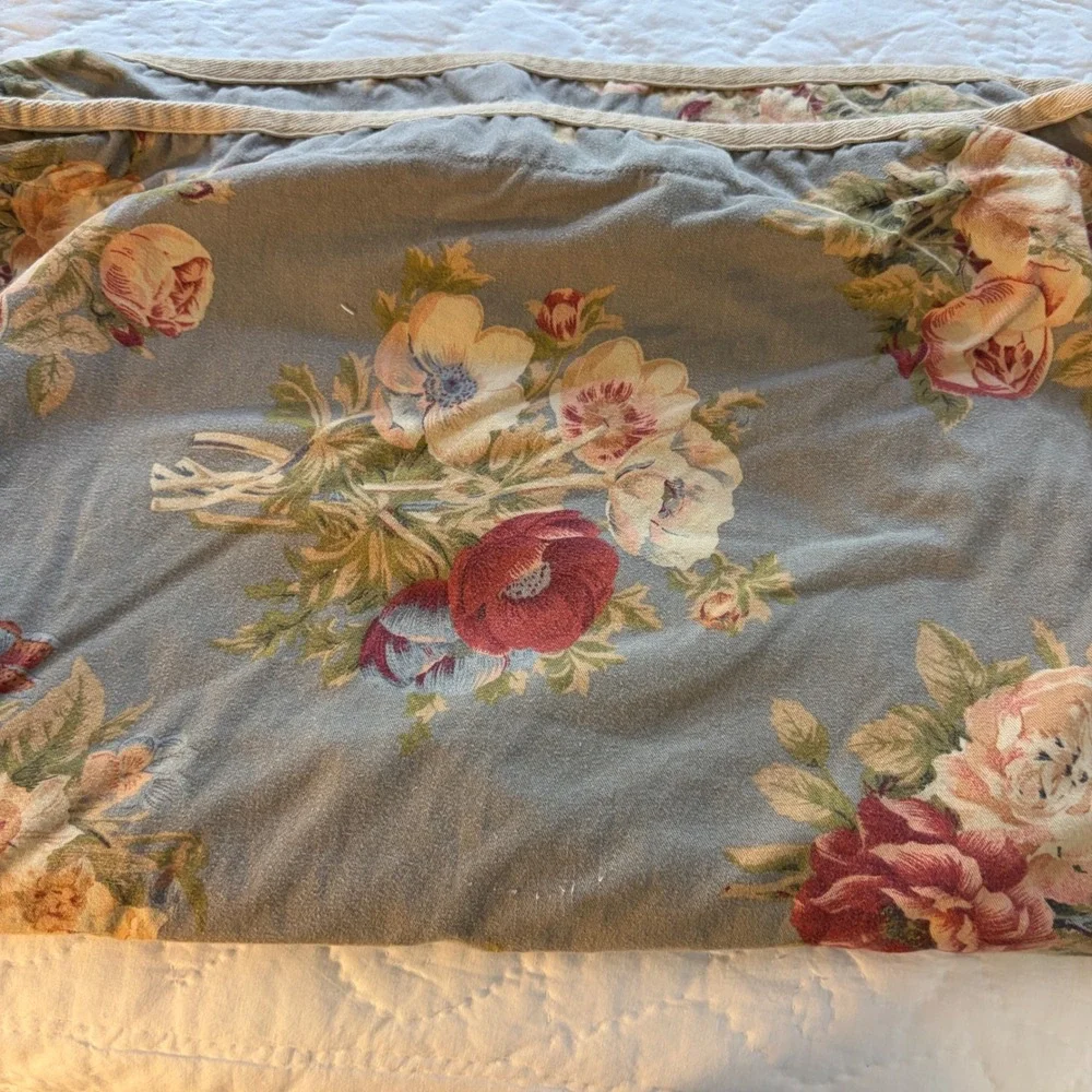 Chaps Home Hudson Valley Blue Gray Floral Standard Pillow Shams Set of 2 Cotton